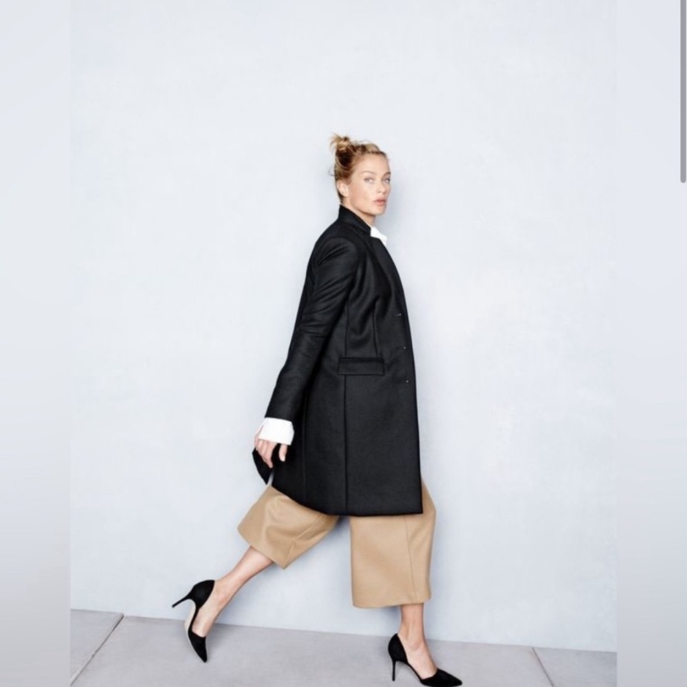 J. Crew Black Melton Italian Wool Menswear Regent Top Coat Women's Size 8